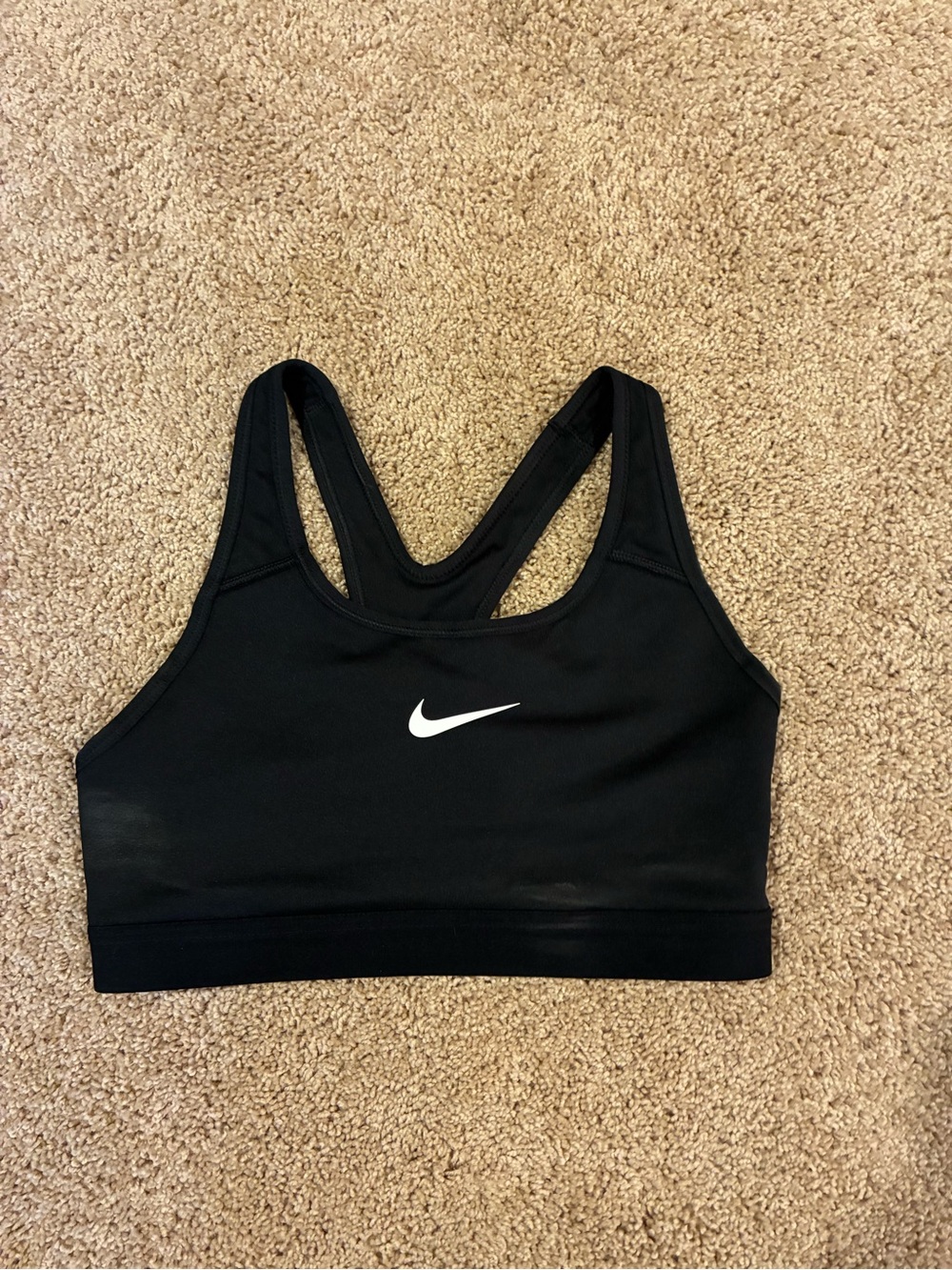 Nike Black Racerback Sports Bra with White Swoosh